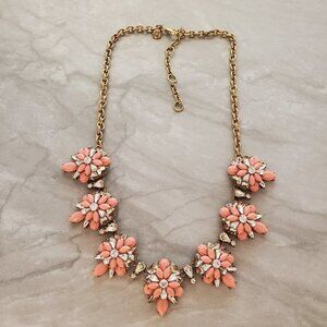 ✨ J.Crew Pink Rhinestone Crystal Cluster Stacked Statement Necklace ✨